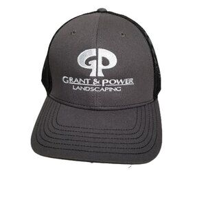 Cap America Grant Power Landscaping Trucker Hat Snapback Charcoal Black Mesh